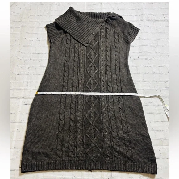 Calvin Klein Brown Size Large L Cable Knit Short Sleeve Sweater Dress - Picture 8 of 11